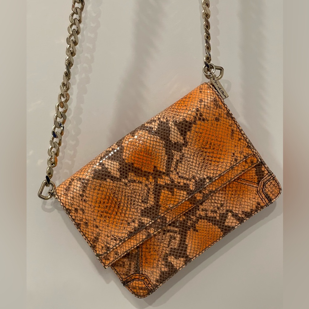 Alice + Olivia Orange Snake Print Crossbody Bag